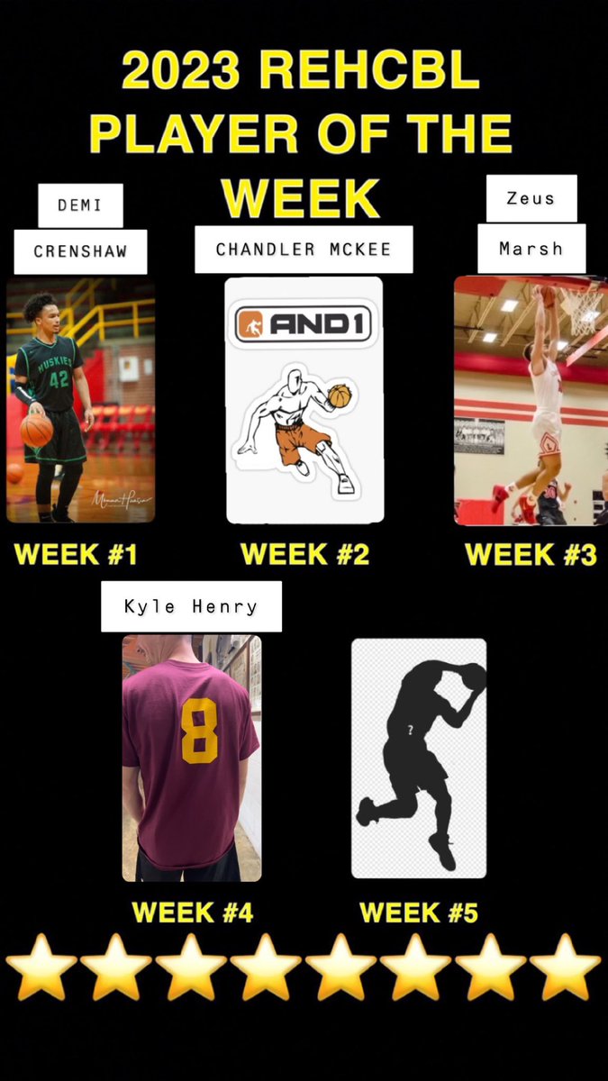 2023 REHCBL Week 4 results: Player of the Week #4 - <a href="/khenry9910/">kyle</a>! Set the league high at 38 points, w/ 7 rebounds, 6 assists, 2 blocks, &amp; 1 steal. Congrats to Average Joe’s, Flight School, And1, Lewis Plumbing, &amp; Hickory Huskers! Game of the week: Ligma vs Hickory Huskers #REHCBL