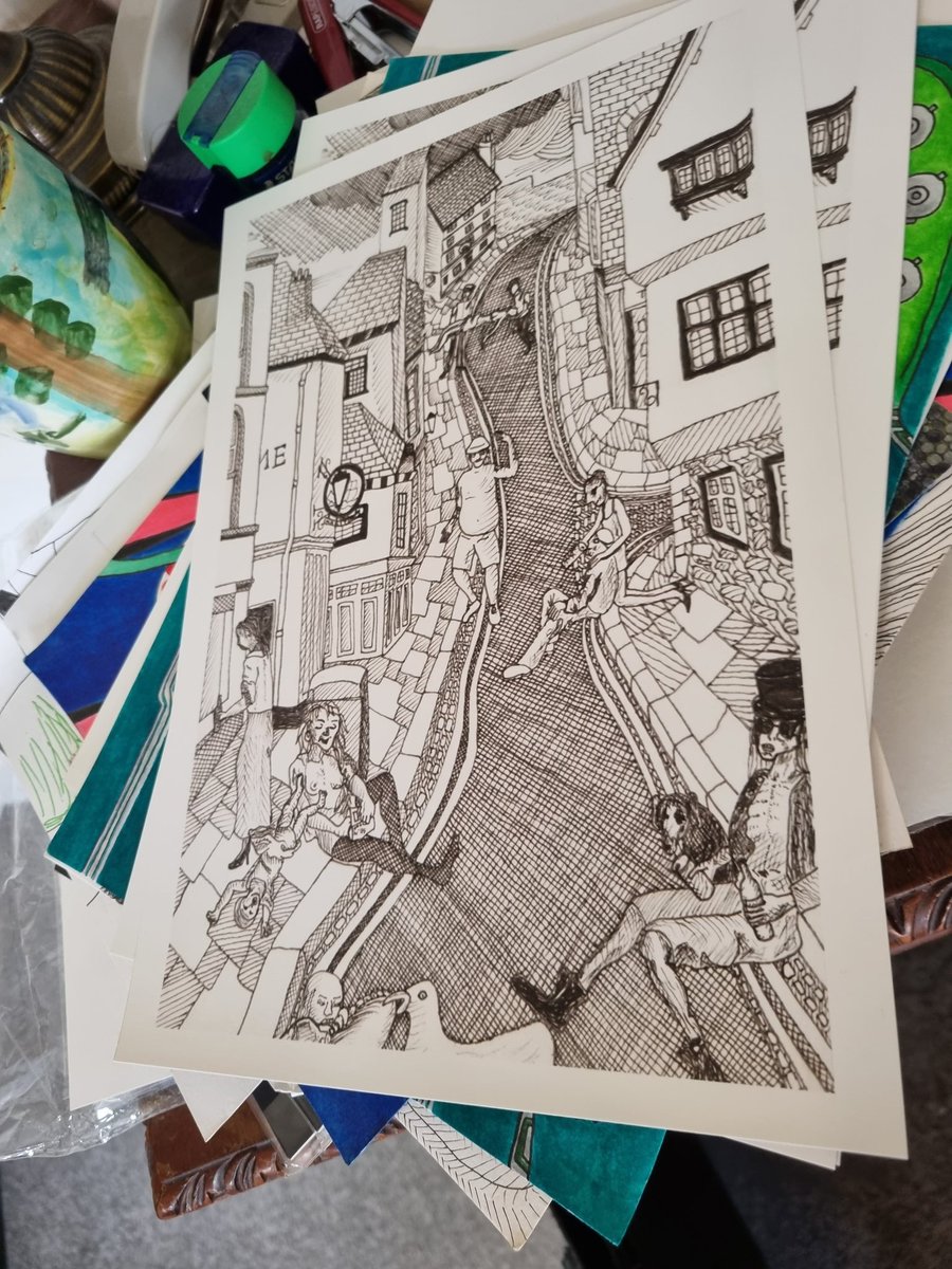 Looking through prints and drawings for the Subculture Art Fair at Mutley's Swarthmore Centre on Thursday - I'll be there with <a href="/LouiseRabeyArt/">Louise</a> #art #womenartists #prints #ceramics #originaldrawings #buymyart #buymyartwork #buymyartbeforeimdead