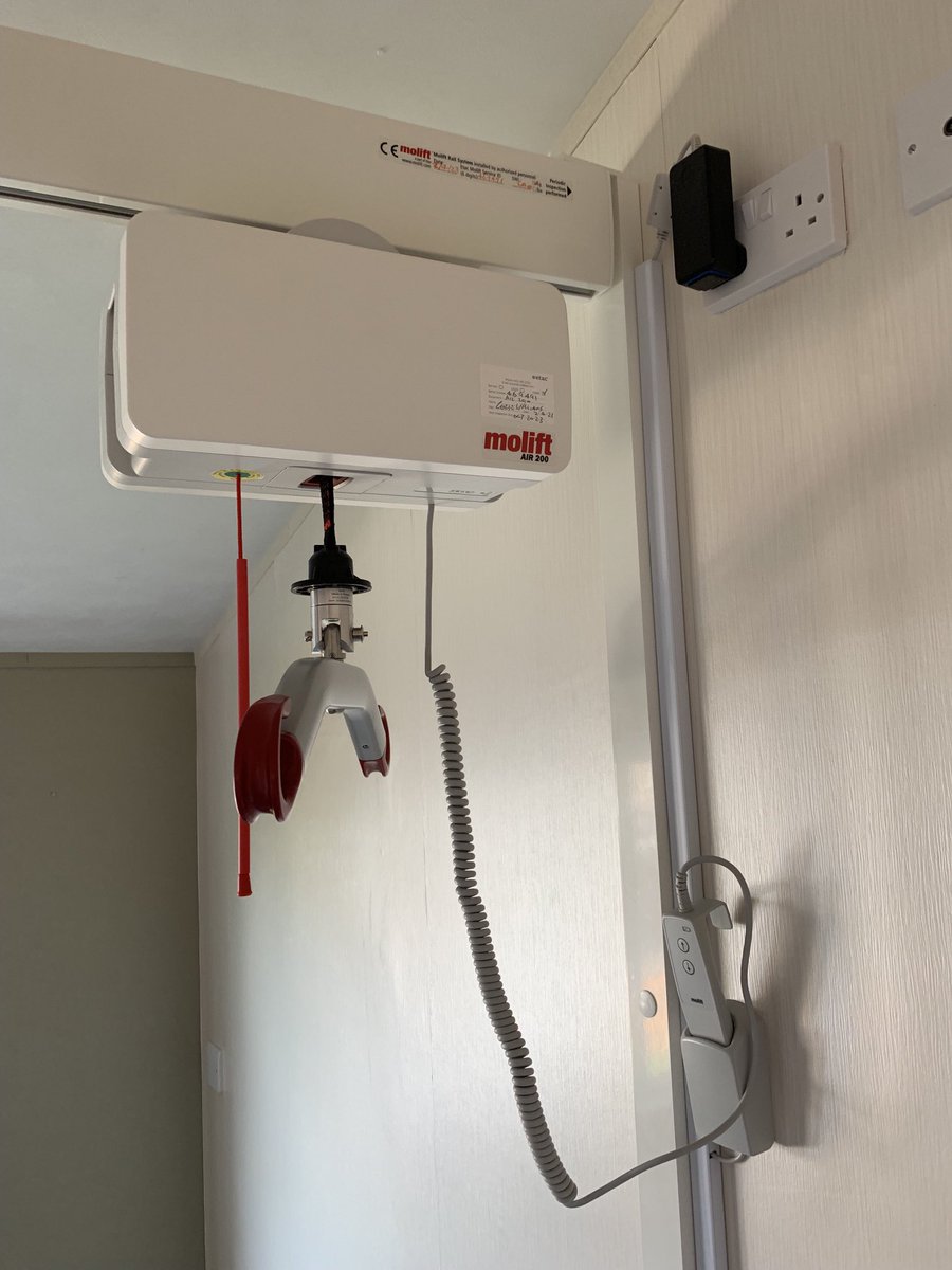 Cw19722016's tweet photo. Installation of the Molift hoist completed today for the lovely Joanne who has converted a park home at the Park Dene site in Skegness for the disabled. Look her up on Facebook access lodge. ⁦@MoliftGB⁩ https://t.co/I1SvNg4Qzo