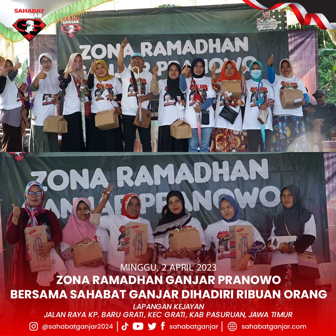 sahabatganjar's tweet photo. Masyarakat tumpah ruah ketika hadir di acara Zona Ramadhan Ganjar Pranowo. Acara tersebut dihadiri ribuan yang ingin menikmati pertunjukan Seni Keagamaan di Kabupaten Pasuruan, Jawa Timur.

#GanjarPranowo
#SahabatGanjar
#GanjarPilihanRakyat
#JawaTimur https://t.co/IYIWrdg6NM