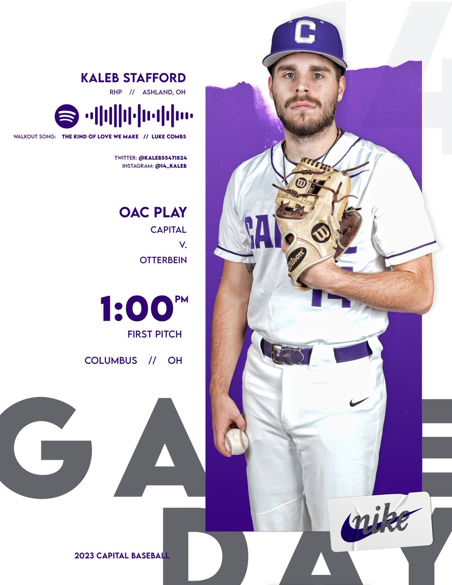 𝗚𝗮𝗺𝗲𝗱𝗮𝘆
ᴏᴀᴄ ᴘʟᴀʏ

📍 Columbus, OH 
🆚 Otterbein 
🕐 1 p.m. 
📊 biturl.top/2If6vq 
📺 biturl.top/zQrY7v

#CapFam // #GameDay