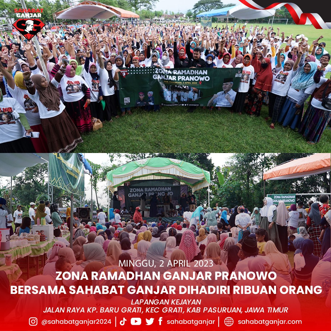 Masyarakat tumpah ruah ketika hadir di acara Zona Ramadhan Ganjar Pranowo. Acara tersebut dihadiri ribuan yang ingin menikmati pertunjukan Seni Keagamaan di Kabupaten Pasuruan, Jawa Timur.

#GanjarPranowo
#SahabatGanjar
#GanjarPilihanRakyat
#JawaTimur