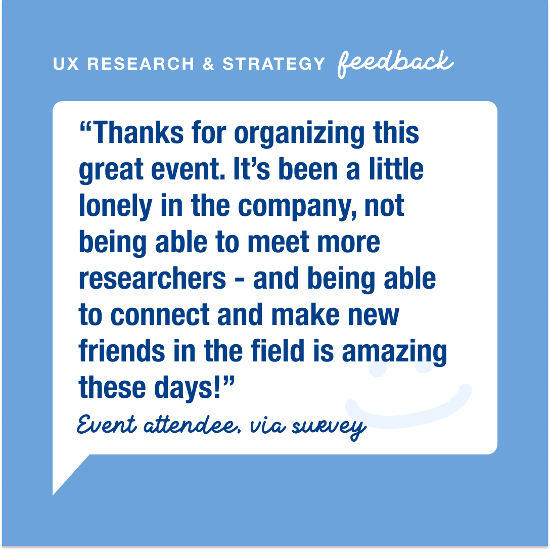 ux_and's tweet photo. Being a team of one can be tough! Part of our mission at UXRS is to build community. If you haven't attended one of our events, we almost always include time to network after the speaker to make new connections. 

#ux #uxrs #userexperience #uxresearch #uxstrategy #uxnetworking https://t.co/ir1Y7sEpEH