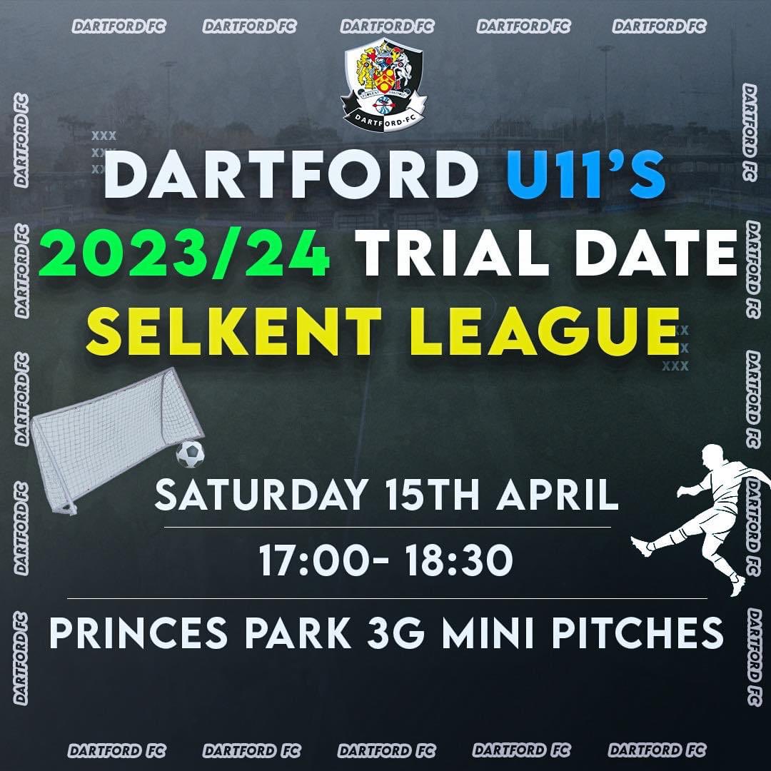 warren_bull's tweet photo. Various playing opportunities next season @dartfordfc 

Grassroots teams will play in the Selkent, @KGLFL and @KentYouthLeague 

Parents can register an interest now for 🆕 u11 trials for Selkent teams

https://t.co/nYXbJpXbkn https://t.co/IT7Ha7qQXU