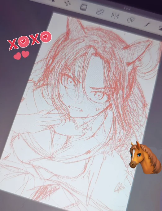 描きあげられるかしら。がんばりまーす(髪の毛は清書で反転) 