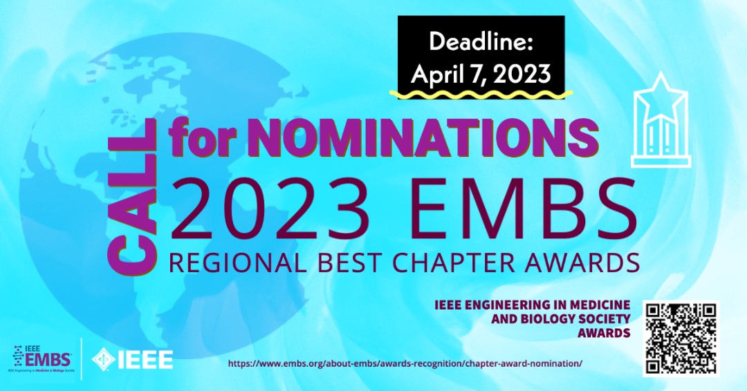 IEEEembs's tweet photo. Please submit your nominations for the 2023 Engineering in Medicine and Biology Best Regional #ChapterAwards. Click the link below for information about the awards eligibility, requirements, and submission! 
https://t.co/OGxjb2vNM8 https://t.co/GWw9wOR7vU