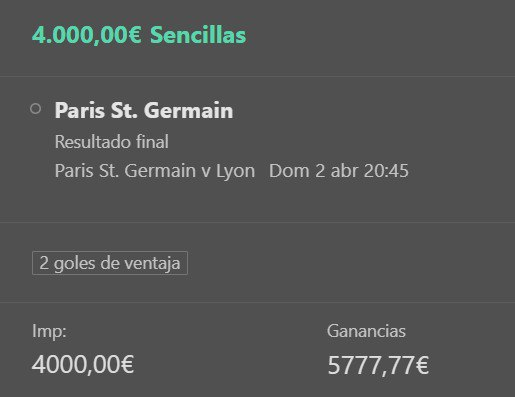 AnonymousBets_'s tweet photo. Pronostico 2/04/2023 📅
📷
📷 Ligue 1 - PSG vs Lyon
📷20:45 CET
📷 PSG ganador
📷STAKE 4
📷BET365

En TELEGRAM el pronostico entero 📷 https://t.co/7mPHdne7WT

#apuestasdeportivas #abets #LaLigaSantander #ligue1 #PSGLyon #napolesmailan #ligasmartbank https://t.co/x04Iaynh5R