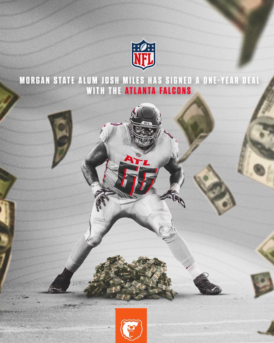 MSUBearsFB's tweet image. Congratulations to Offensive Tackle, @Lord_Bil , on signing with the @AtlantaFalcons ‼️

#OnceABearAlwaysABear 🐻🏈
#MorganStateFB @MorganStBears