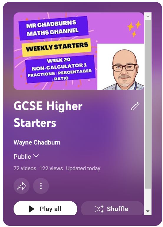 mrchadburn's tweet image. Just uploaded more higher tier starter question videos to my #YouTube channel
youtube.com/playlist?list=…
#GCSEMathematics #GCSEMathsRevision #GCSEHigherTierMathematics