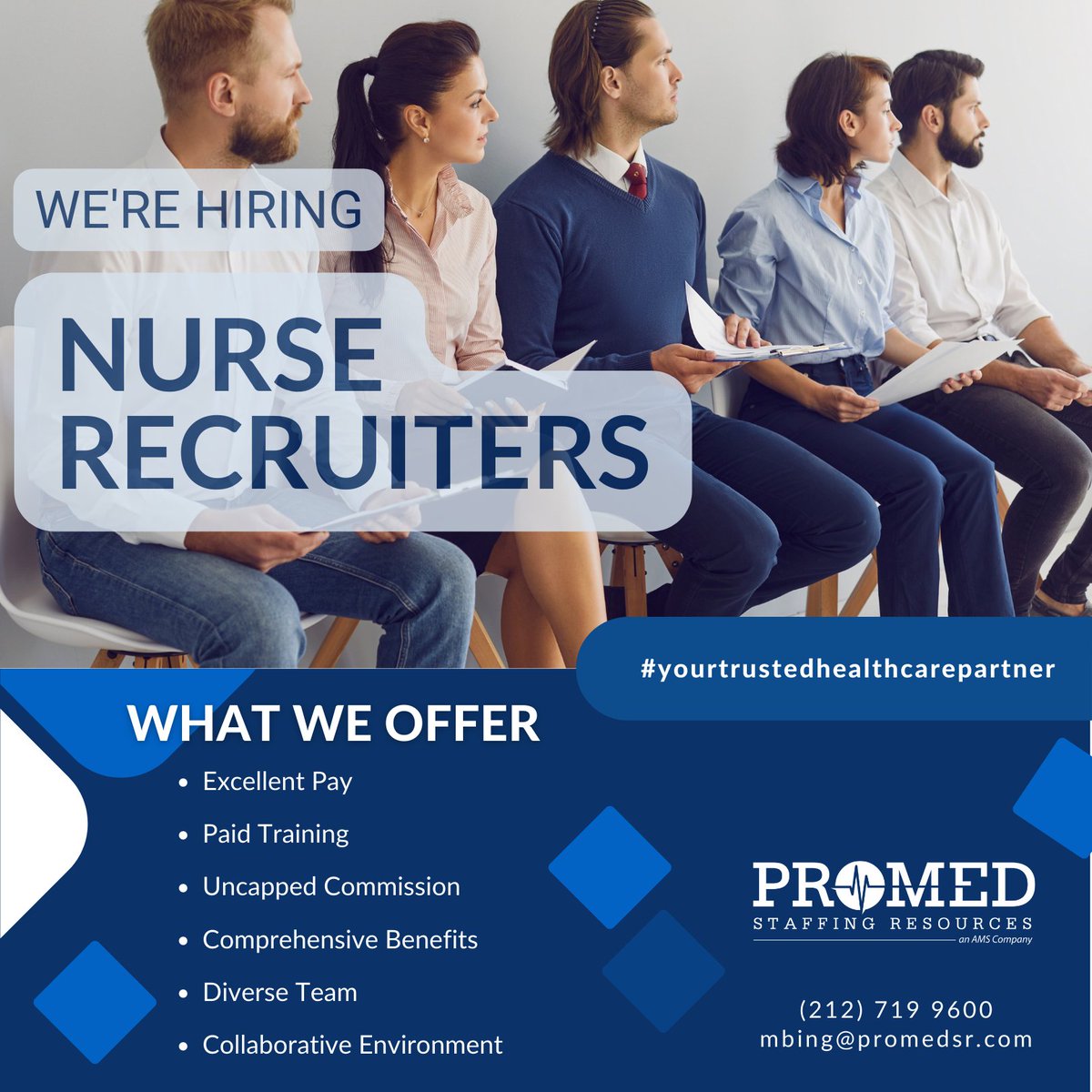 Grow your #recruitmentcareer to the next level and #join a diverse, high-performing #team at ProMed Staffing Resources. Submit your resume to Maria Bingeman at mbing@promedsr.com
  
#healthcarestaffing #nurserecruiting #nursestaffing #applicanttrackingsystem #promedsr
