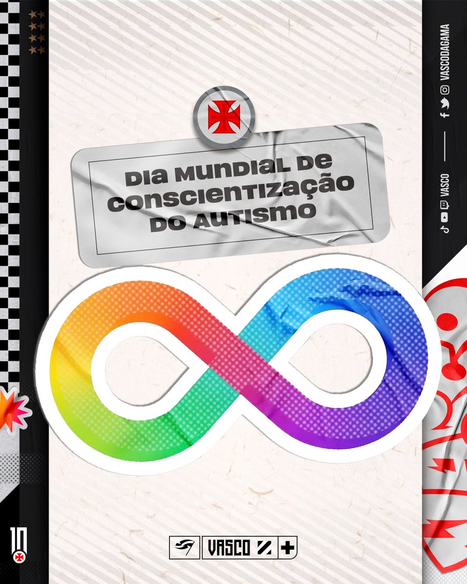 VascodaGama's tweet photo. 2 de Abril • Dia Mundial de Conscientização do Autismo

Através do logotipo da neurodiversidade criado por autistas e com esperança e amor, o #VascoDaGama reforça a importância do respeito; da igualdade e da inclusão.

❤️💢 https://t.co/f1v2XFArPA
