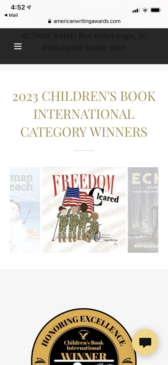 nikmenne's tweet photo. So incredibly honored to share the news that my children’s book FREEDOM CLEARED has won a Children’s Book International Award! 🥇
@realAWAwards 
#InternationalChildrensBookDay #CBIawardwinner2023 #americanwritingawards #childrensbookday #picturebook #authorlife https://t.co/KsYjlHeJNi