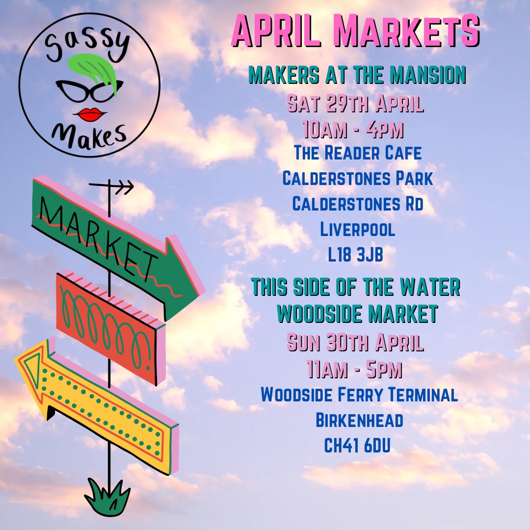 SassyMakes's tweet photo. APRIL MARKETS… 💚✌🏻

#markets #SmallBusiness #shopsmall https://t.co/wqmCEJEZdl