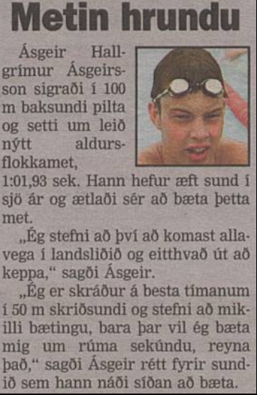 Einusinni var ég eitthvað.
<a href="/TinaStSebastian/">Four Hoarse Whores' Norse Horse Horrors</a>  Dagblaðið Vísir - DV 29.06.1998. Komst svo í landsliðið