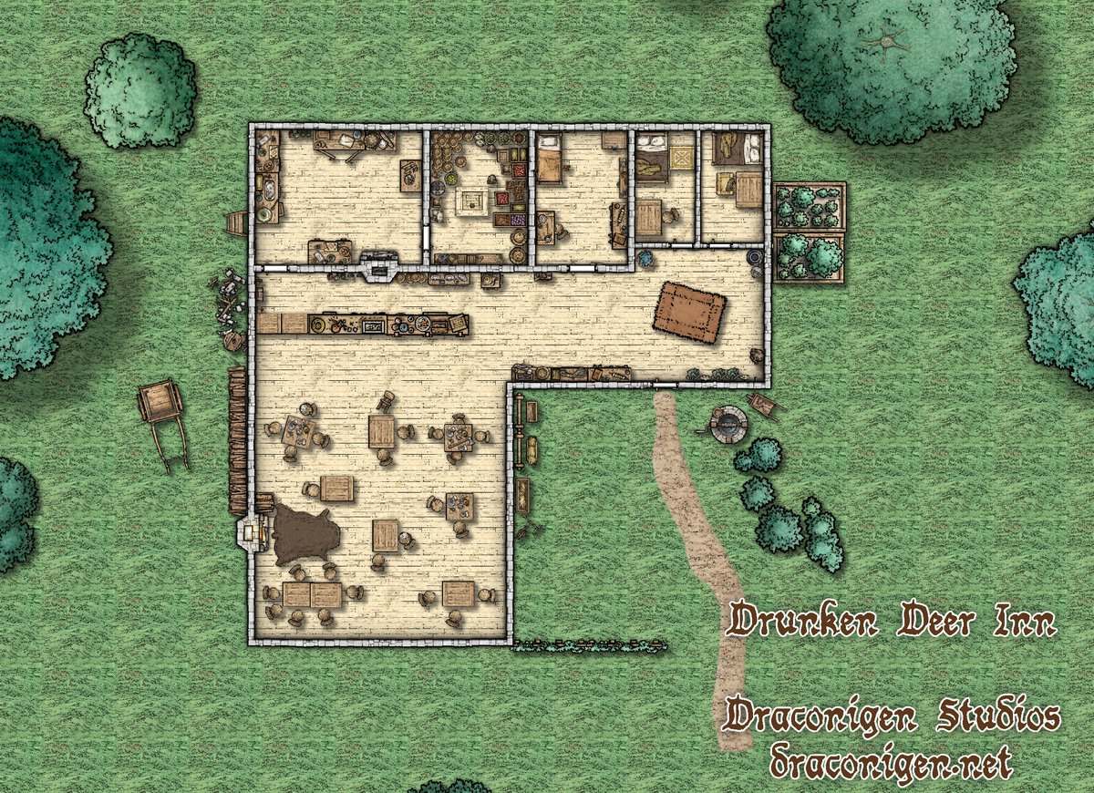 Draconigen_net's tweet image. Und eine weitere #Battlemap ist fertig

Map: Drunken Deer Inn

Sollte das Bild hier nicht der vollen Auflösung entsprechen, findest du die Originaldatei ebenfalls auf unserer Webseite!

draconigen.net/index.php/de/r…

#penandpaper #pnpde #rpgmap #tabletopmap