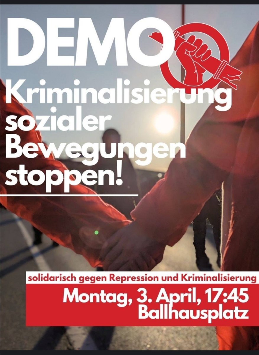 Nicht die Klimabewegung ist kriminell! Die, die seit Jahren nicht einmal ein Klimaschutzgesetz zustande bringen, geschweige denn Maßnahmen setzen, um die Klimakrise einzudämmen, das sind die, die zur Verantwortung gezogen werden müssen!

Kommt am Montag zur Demo!