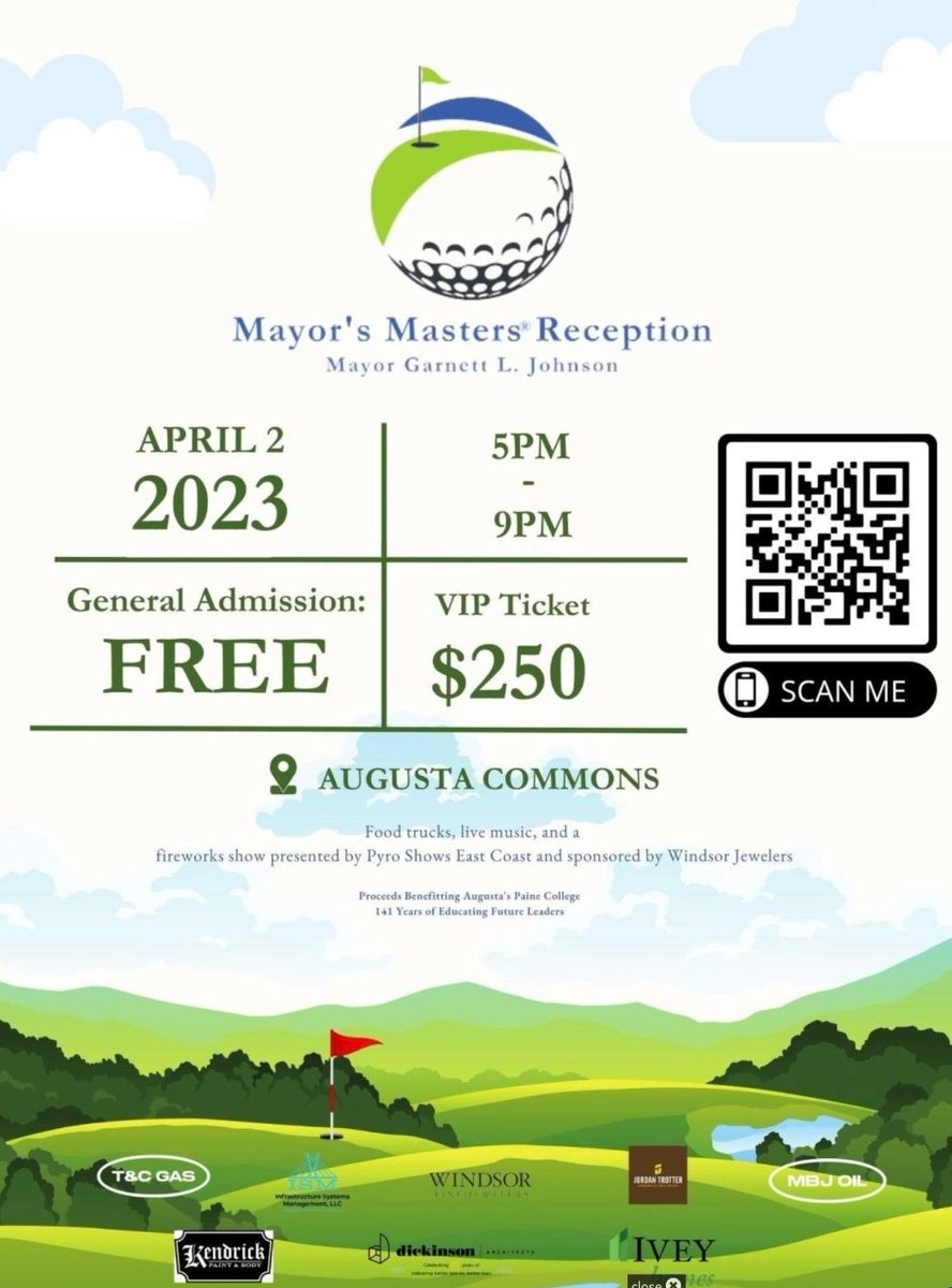 PaineCollege82's tweet photo. Calling all Students, Faculty, Alumni, & Friends! Put on your Paine paraphernalia and meet us at the Mayor's Masters Reception today from 5p-9p. Proceeds from today's event benefit Paine College.
#GrowingPAINE #playGolf #Masters https://t.co/o1B5s4FGz0
