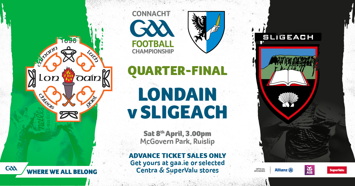 All roads next week lead to Ruislip! We face Sligo on Saturday in the Connacht Championship Quarter-Final.

Come and support both our senior and junior footballers at McGovern Park.

Remember all tickets must be bought online at this link: am.ticketmaster.com/gaa/23RS0804