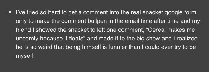 aggressimone's tweet photo. The @TheSnacket Snack Czar is so real for putting this comment in the email comments😂😂😂 im sorry to the poor soul just trying their best #snacketX https://t.co/ZXwvCVdj9r