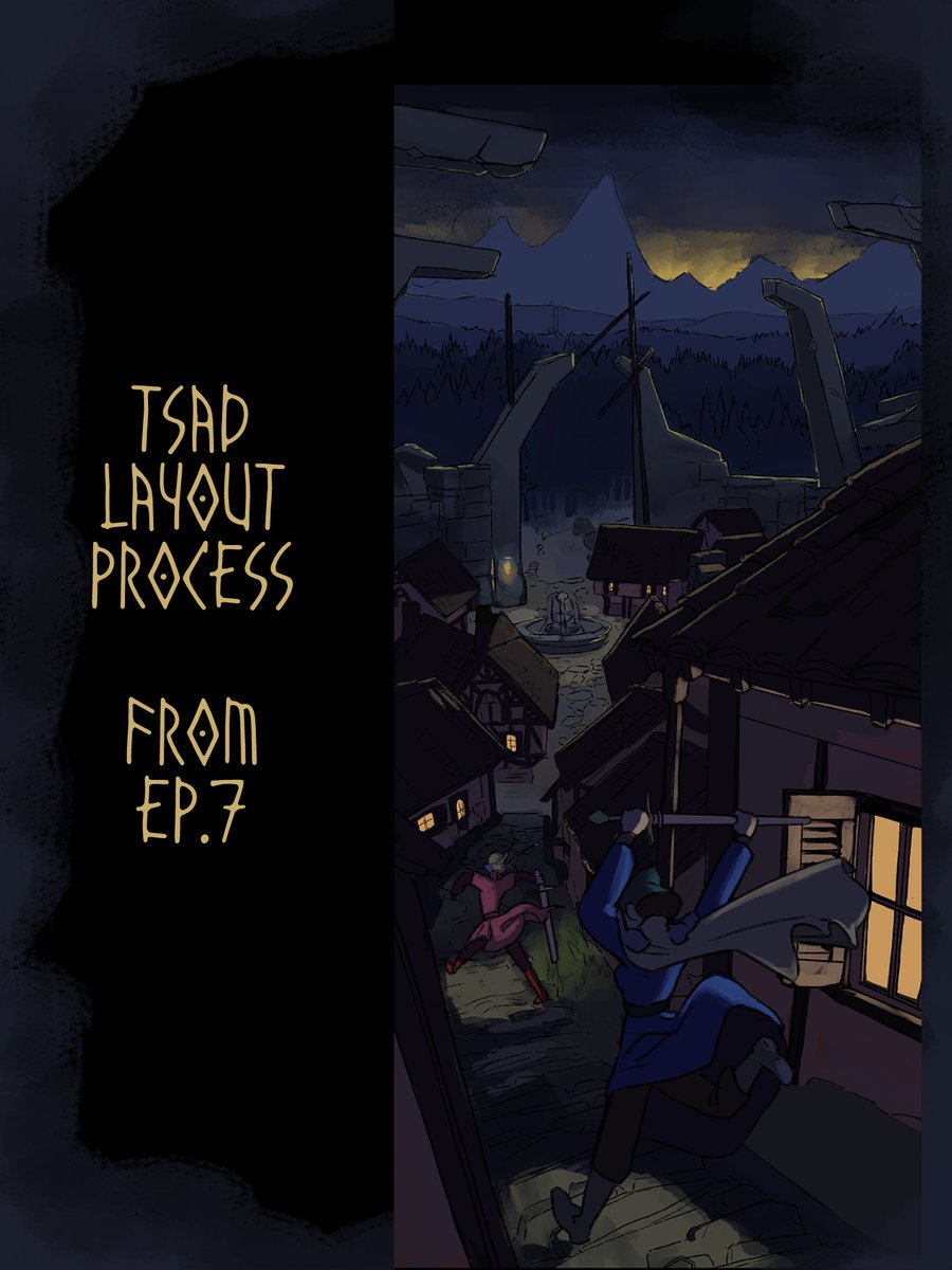 studiorovingale's tweet image. This is the process of making a layout for our webcomic To Slay a Dragon.
3D enviornment was made by Hoozband in Quill, imported to blender for lighting.
#WebtoonCanvas #rovingale #comiclayout