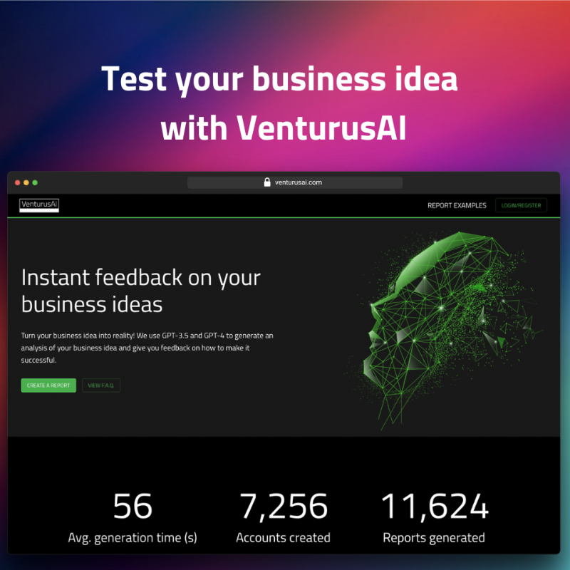VenturusAI's tweet photo. Do you have a business idea in mind? 

Take advantage of #VenturusAI's instant &amp; extensive analysis to uncover insights on industry trends, business frameworks or marketing strategies to help you bring your vision to life  🚀
