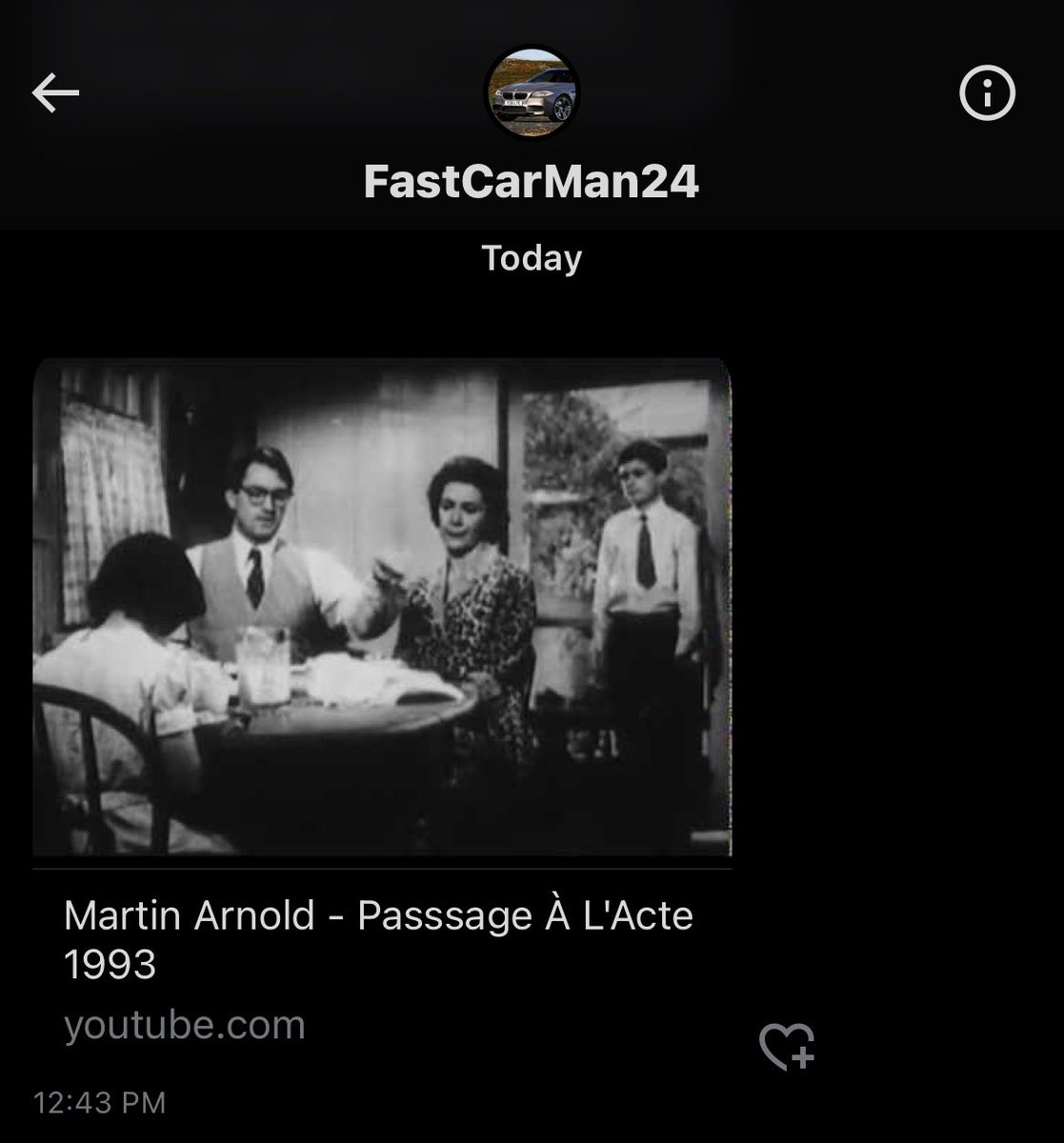 TWITTER COMMUNITY: Felt I needed to post a BEWARE against user <a href="/Man24Car/">FastCarMan24</a>. If he tries to contact you, DO NOT INTERACT, he will send you Passage À L’Acte (1993) by Martin Arnold. Flagrant abuse of a structuralist postwar metaphor to cause psychological distress, STAY AWAY #carfans