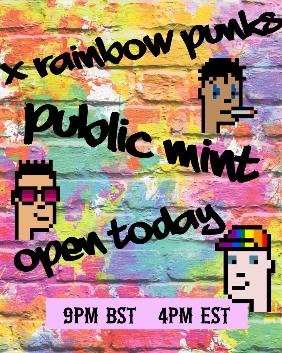 🎉🎉🎉🎉🎉🎉🎉🎉🎉🎉🎉🎉

⏰ 40 minutes to go ⏰

💜💛🧡💚❤️💙💜💛🧡💚❤️💙💜

PUBLIC MINT <a href="/XRPLMarketPlace/">Xmart</a> 

💜💛🧡💚❤️💙💜💛🧡💚❤️💙💜

🎉OPENS - 9pm BST - 4pm EST 🎉

💜💛🧡💚❤️💙💜💛🧡💚❤️💙💜

🤑Mint Price - 10 xrp 🤑

🎨discord.gg/QR9sMvwM4y🎨

💜💛🧡💚❤️💙💜💛🧡💚❤️💙💜