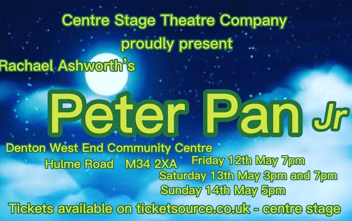 🎭 Get your tickets here! ‘A night at the musicals’ and ‘Peter Pan Jr’ 🎭ticketsource.co.uk/centre-stage-22