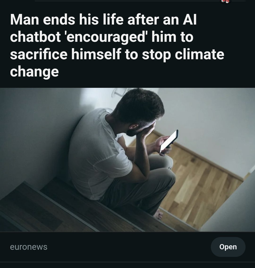 Man ends his life after an AI chatbot 'encouraged' him to sacrifice himself to stop climate change