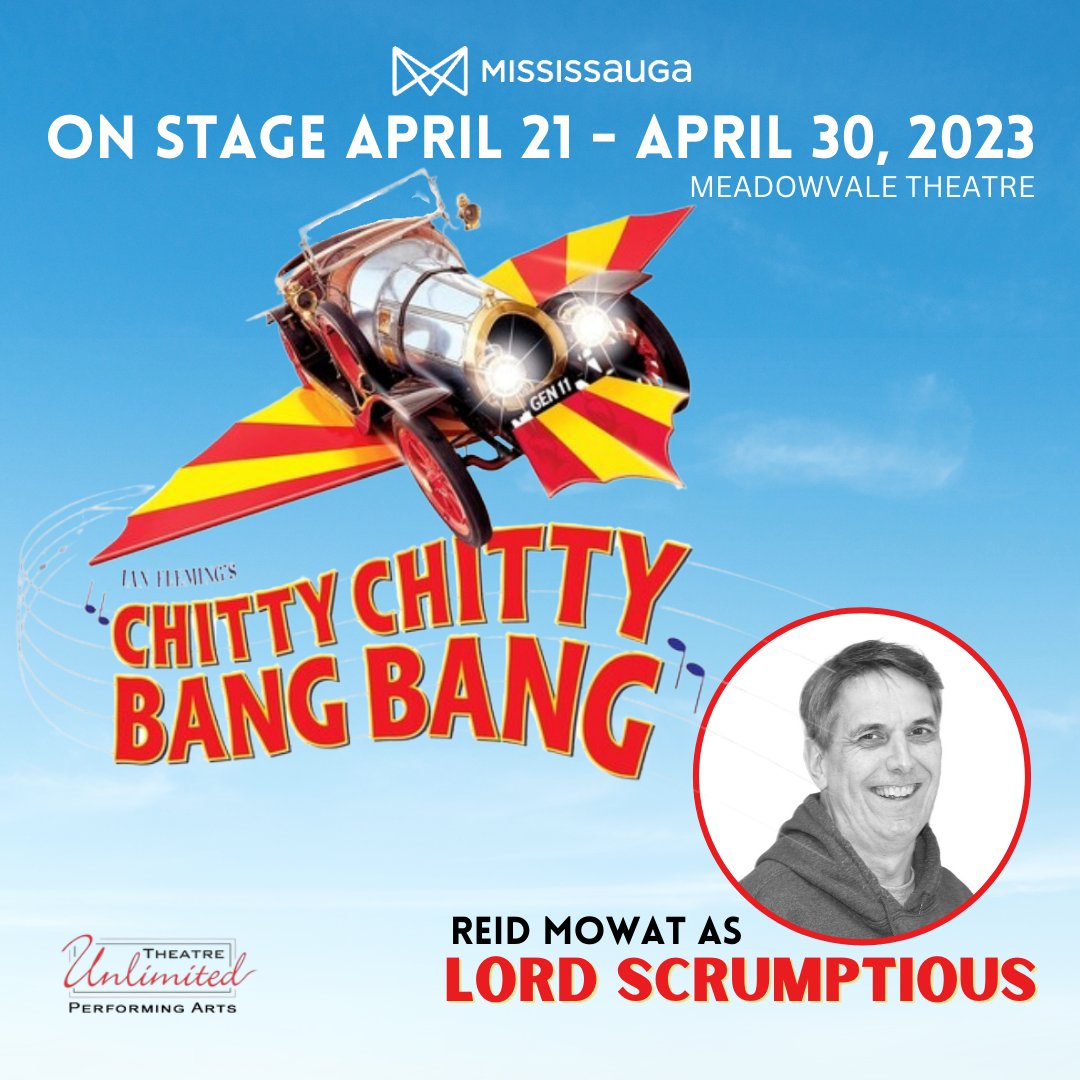 "🎭 Cast Spotlight: Reid Mowat - Lord Scrumptious | ""I love community theatre because theatre people are ""my people"".  Come support our cast in Chitty Chitty Bang Bang at The Meadowvale Theatre, Mississauga | April 21 - 30, 2023
🎟 Tickets » encoretix.ca
@MissArtsC