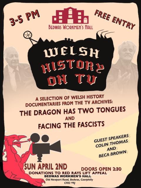 LeanneWood's tweet photo. Cracking afternoon at @BedwasHall talking history &amp; fascism with a film-showing &amp; talks from Dragon has Two Tongues director Colin Thomas &amp; @BrownBeca on her 90s film Facing the Fascists.

The far-right are both continuity &amp; ruptures in Welsh politics. https://t.co/G9CDXJAIKD