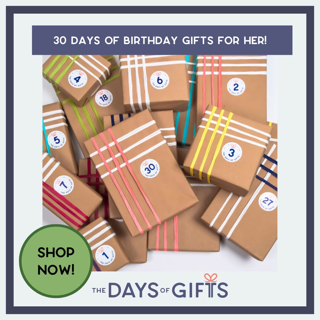 TheDaysOfGifts's tweet photo. She'll open a gift a day for a whole month!🎁Just complete our simple checkbox questionnaire about your recipient’s personality traits and interests, and we'll take care of the rest! 🎁#BirthdayMonth
Click here: https://t.co/jvHwkl75PL 
#TheDaysofGifts #CelebrateEveryDay #Gifts https://t.co/4x8Ub1ZJrR