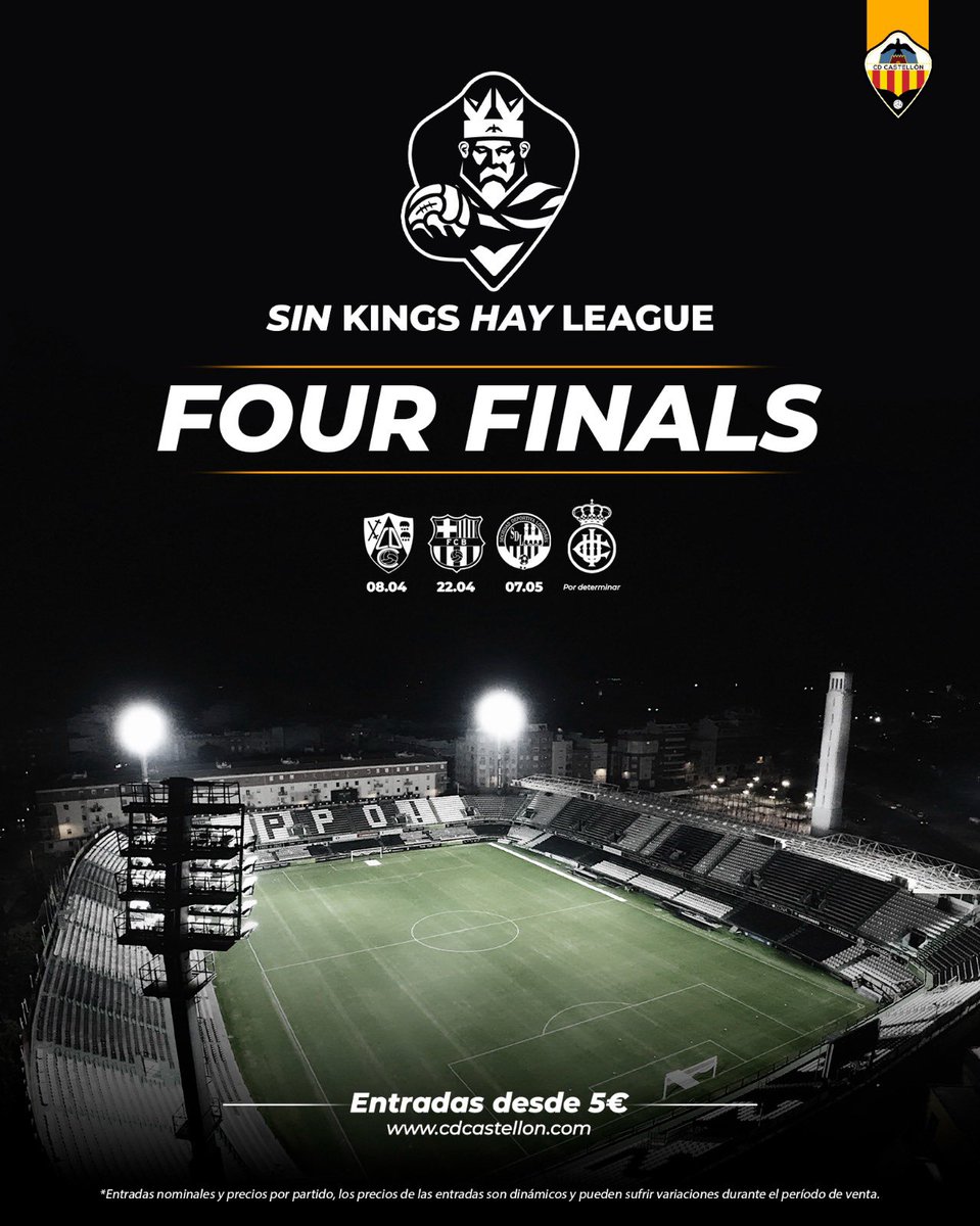 𝗦𝗜𝗡 𝗞𝗜𝗡𝗚𝗦 𝗛𝗔𝗬 𝗟𝗘𝗔𝗚𝗨𝗘 👑⚽️

Somos conscientes de la cantidad de jóvenes que han seguido la <a href="/KingsLeague/">Kings League Spain</a>... pero si te gusta el fútbol recuerda que todavía existen competiciones en juego🤭

‼️ NO LO DUDES, VEN A CASTALIA ‼️

❌ final four
✅ four finals

#PPO100👂