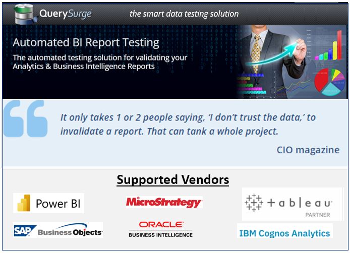 QuerySurge’s BI Tester solves the problem of validating #data embedded in #BusinessIntelligence  reports. querysurge.com/solutions/quer…  #datagovernance #dataquaity #testing #testautomation