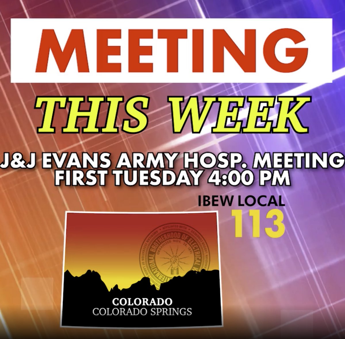 J &amp; J Army Hospital Meeting this week. 4:00 PM