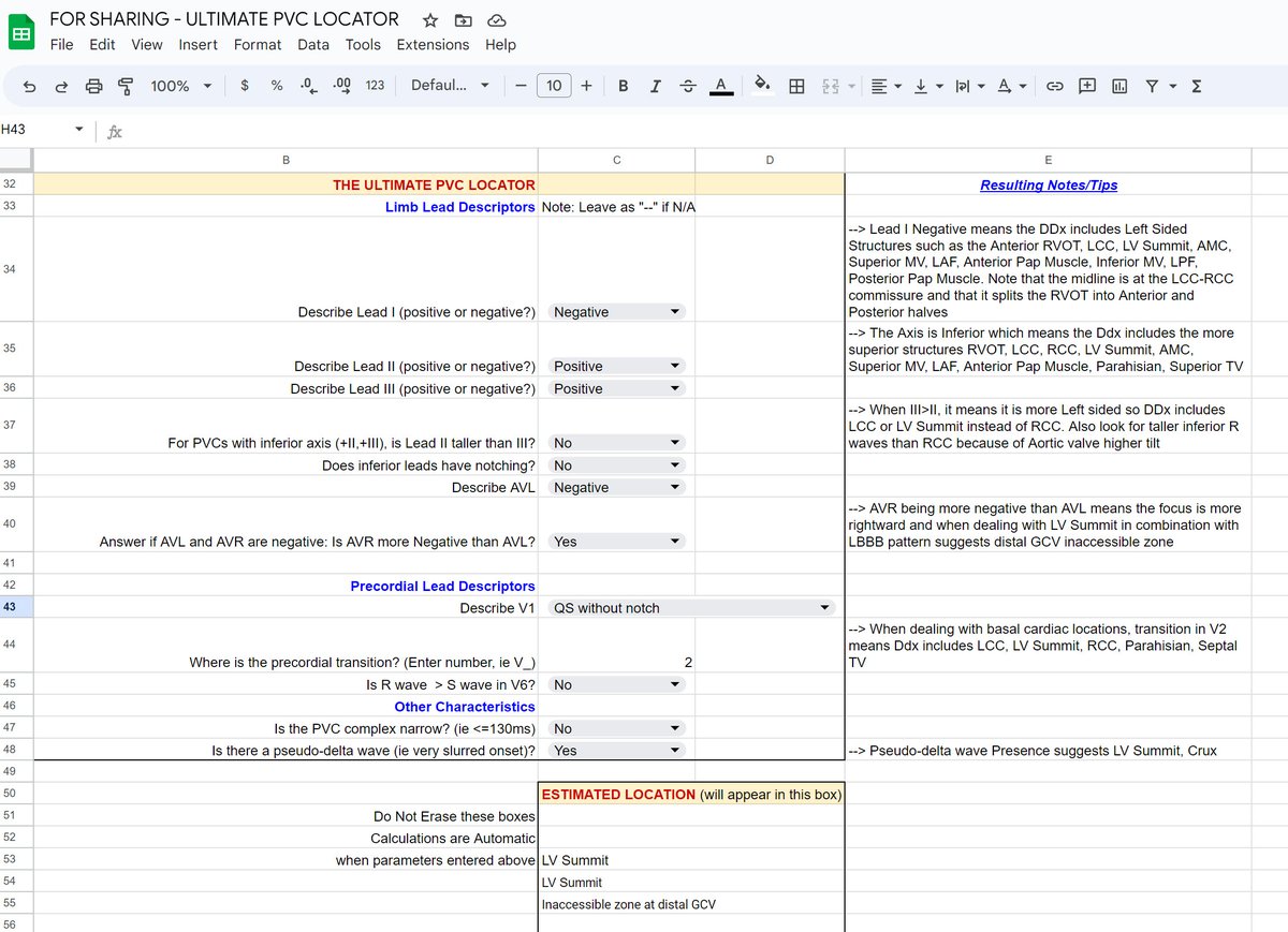 #EPeeps docs.google.com/spreadsheets/d…
Taking my Excel skills to next level. Behold the Ultimate PVC locator. Just enter in drop downs and it'll tell you where in the heart it is. Lemme know if you come across any errors, I'll fix. Purely for novelty/fun purposes of course.