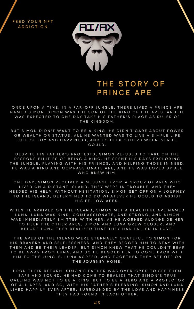 A story of Love and war: The Story of Prince Ape ⚡️

#AIAX #HOC #NFT #AI #Story