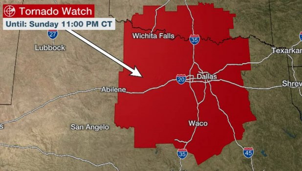 A tornado watch has been issued until 11 p.m. CDT for much of north ...