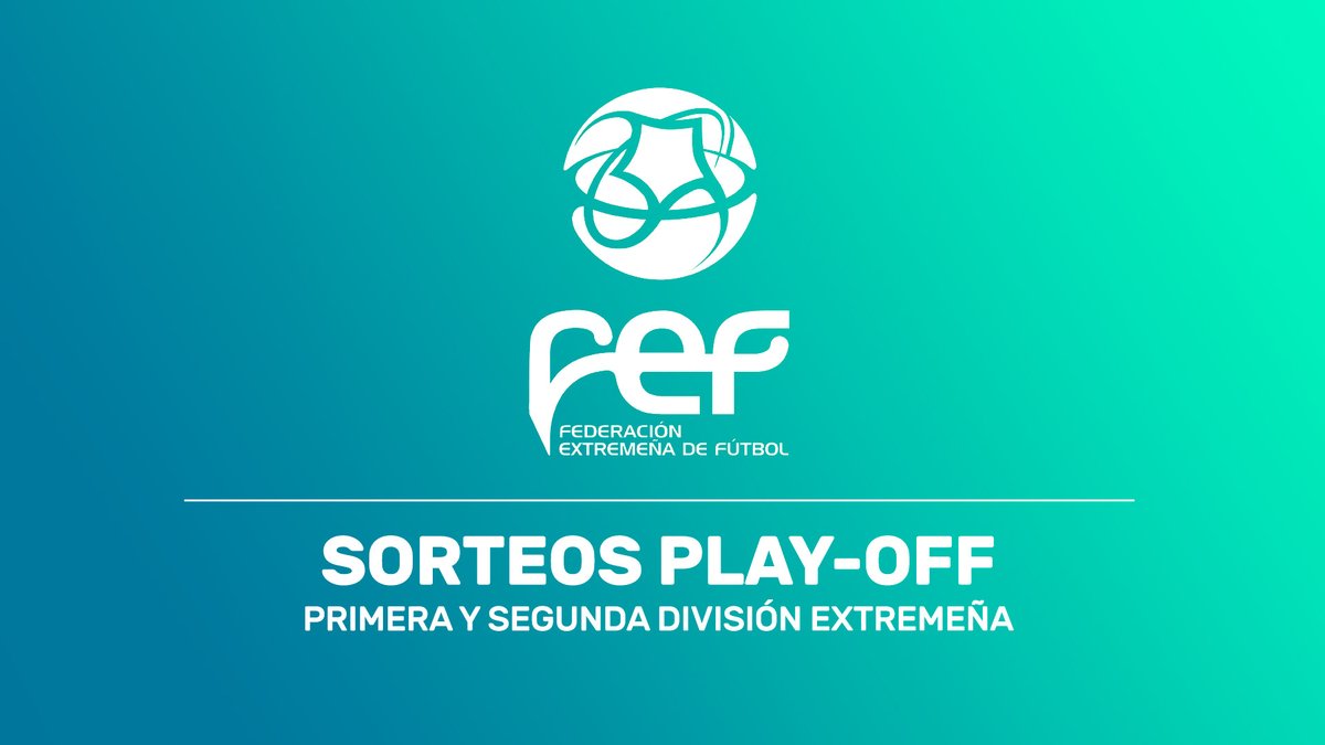 ⚽ | Sorteos Play-Off 
🏆 | 1ª y 2ª Extremeña

📅Lunes 3 de abril | 12:00H
📺En directo vía Youtube <a href="/FedExFutbol/">Fexfutbol</a>

🔗Retransmisión 👉ow.ly/qVKk50Ny8ol
🔗+Info 👉ow.ly/lceV50Ny8q1

👍¡Suerte a todos los equipos!

#JugamosEnEquipo