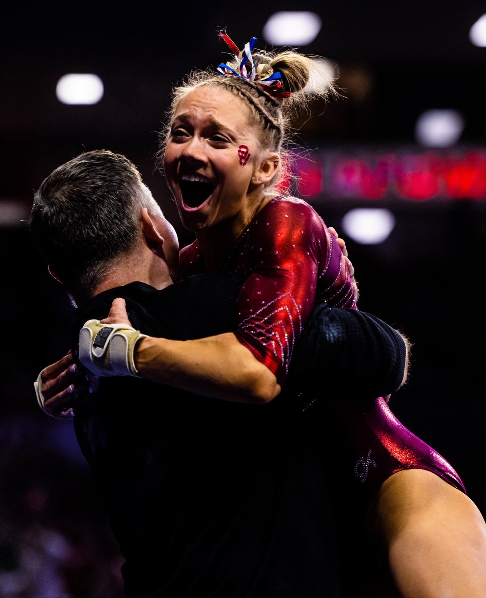 OU_WGymnastics's tweet photo. TEXTBOOK YURCHENKO 1.5 💯

Junior @KatLevasseur_ scored the first perfect 🔟 on vault at an NCAA Regional competition since super senior @OTrautman in 2021. 

#BoomerSooner https://t.co/mL9KDbly0w