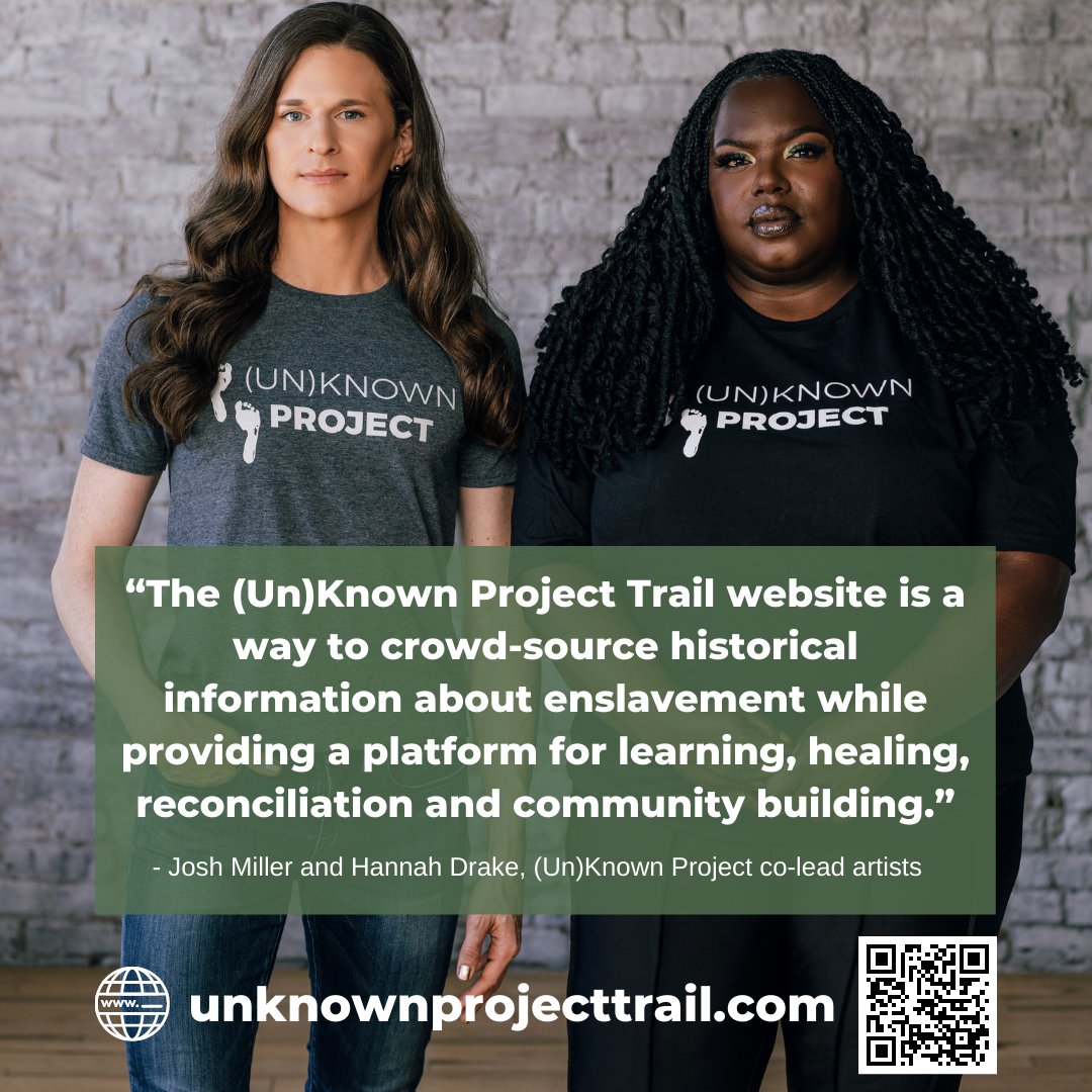 Using arts installations and experiences to honor the names and tell stories of Black enslaved people, Soros Equality Fellows @HannahDrake628 and @j_jmiller are expanding the (Un)Known Project from Kentucky to across the United States. unknownprojecttrail.com
