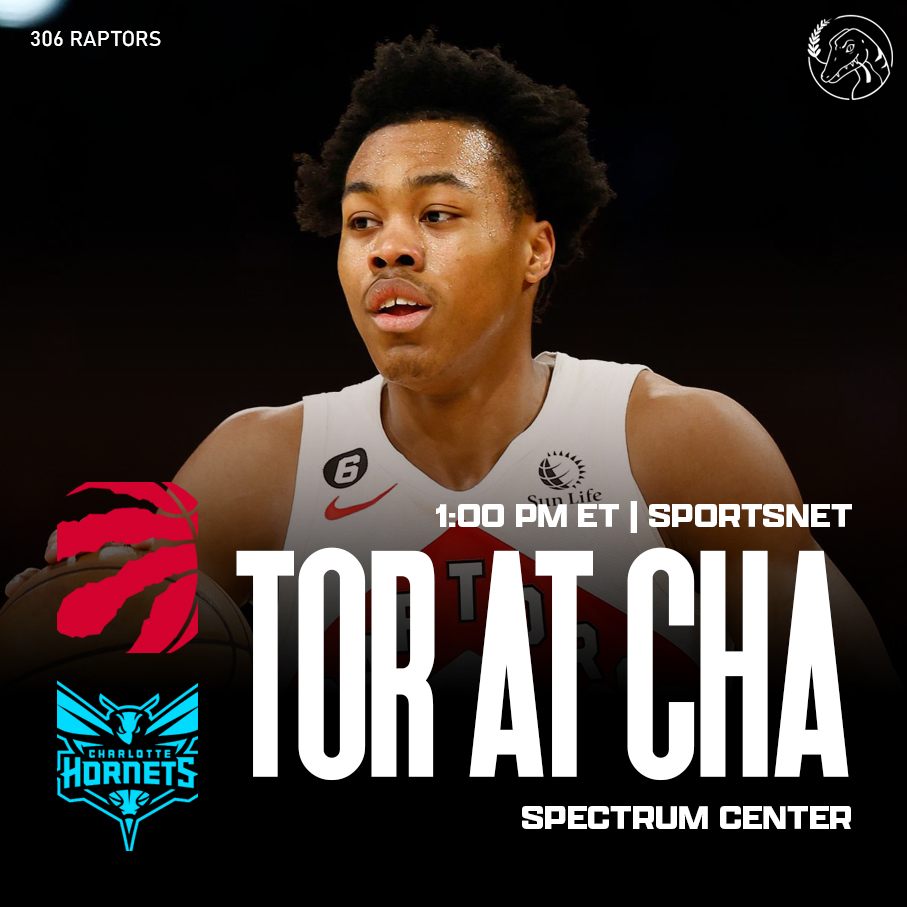 306Raptors's tweet photo. GAMEDAY: Toronto Raptors (38-39) at Charlotte Hornets (26-52) | 1:00 pm ET | Sportsnet

The Raptors travel to Charlotte for the first of a two-game mini series with the Hornets!

Let’s Go Raptors! https://t.co/WDLFgG6J2U