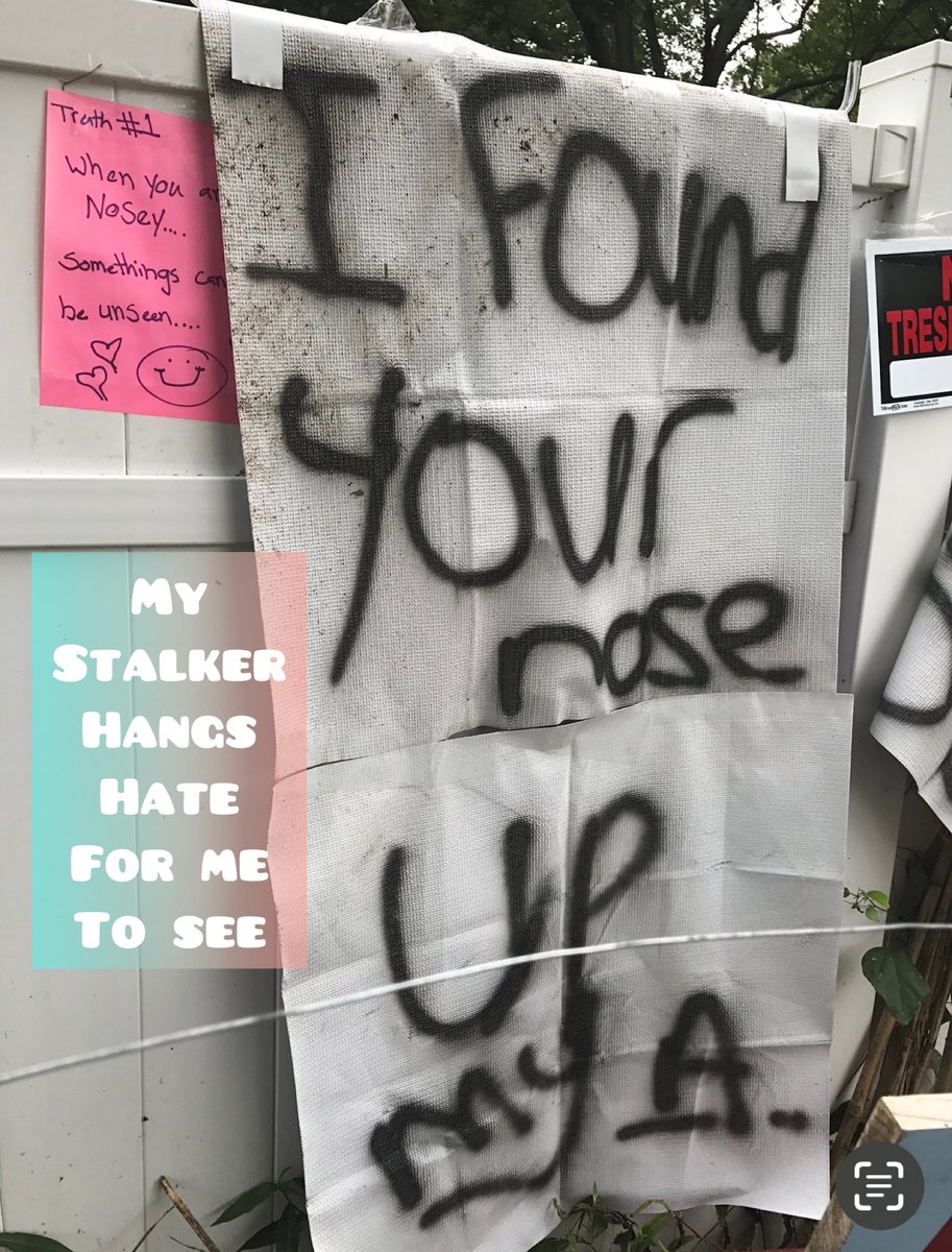 “Peeping Bitch” “Bitch” were hung up for months. Now- “I found your nose up my ass” is hung by my stalker. Again, the Taney County prosecutor does nothing. #WorthlessDUB #TaneyCountyProsecutor #TaneyCountyProsecutingAttorney #TaneyCountyNonProsecutingAttorney #HeartOfHollister