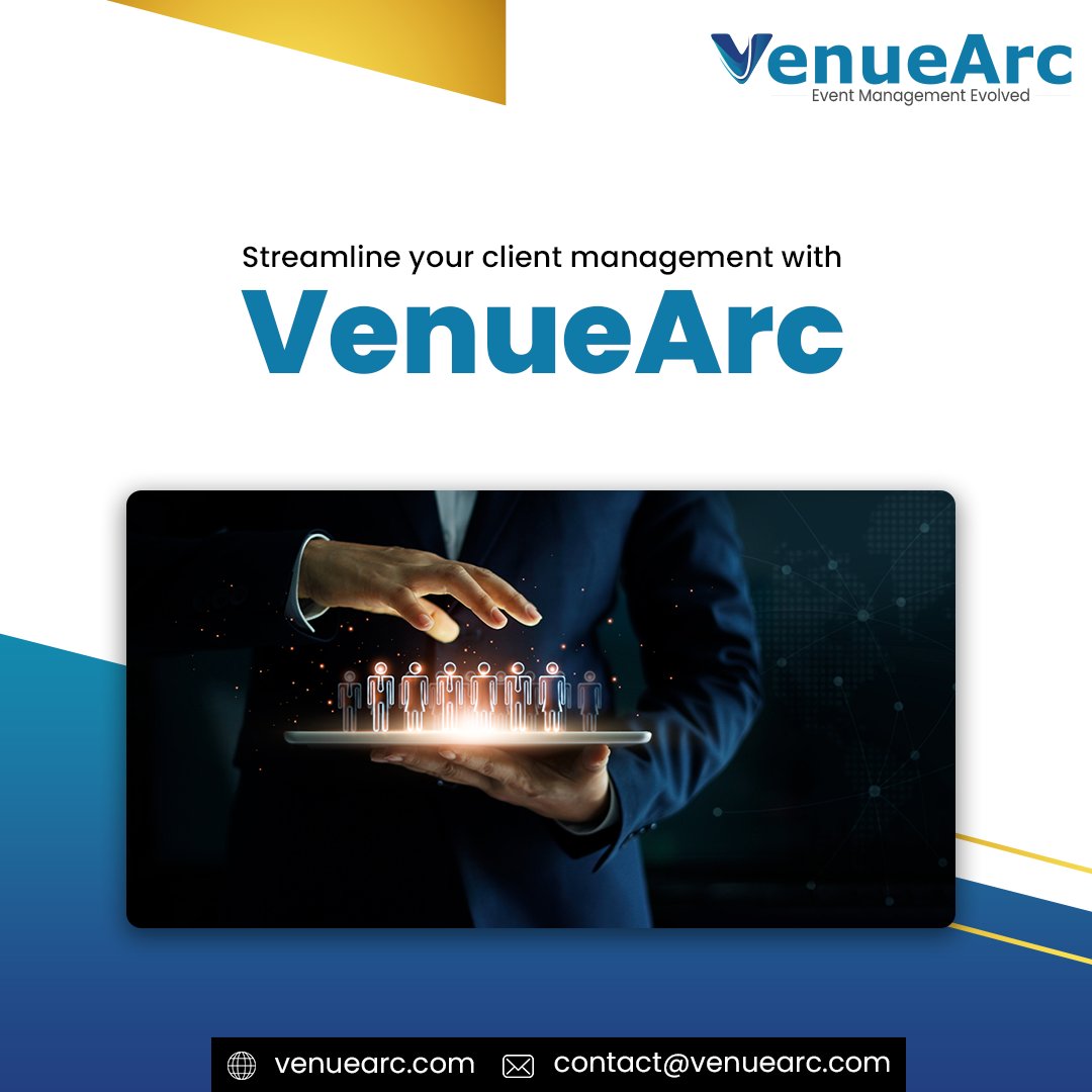 VenueArc's tweet photo. Keep track of your clients with ease, from contact information to event history. Simplify your client management with VenueArc!

#ClientManagement #Automation #EventManagement #VenueArc #eventbooking #performingarts #eventplanners #eventmanager #event #technology #venuemanagement https://t.co/0yfyKoG4iX