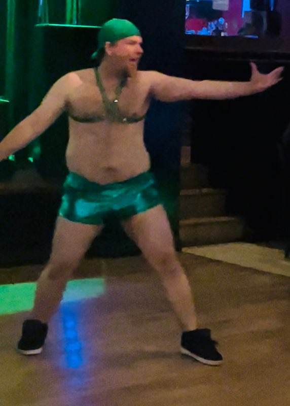 BCBelladonna's tweet photo. Somehow, this whole performance last year, I didn't know the outline of my semi was very visible. Oops... #gay757 #gaynorfolk #biodrag #hairy #lgbt #hairybelly #legs #harness https://t.co/F0WHIhzEVr