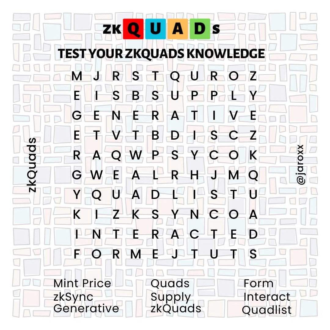 jaroxx69's tweet photo. How well do you know @zkQuads and their tweets? Test your knowledge with this puzzle I made. 

This is my second fan art
#zkQuads https://t.co/2IcMfFj4l4