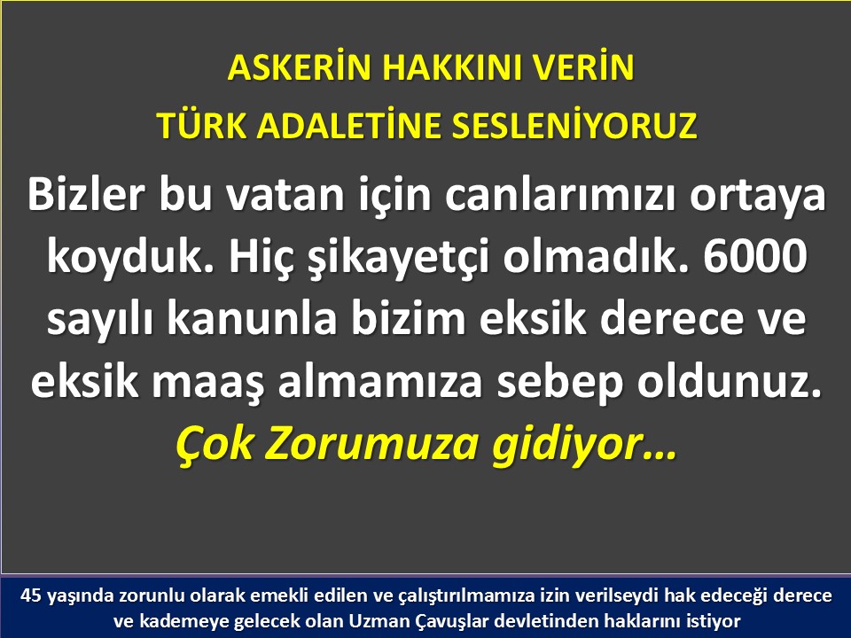 #UzmanÇavuş
#BirDereceHak
<a href="/RTErdogan/">Recep Tayyip Erdoğan</a>
<a href="/tcsavunma/">T.C. Millî Savunma Bakanlığı</a>
<a href="/Akparti/">AK Parti</a>
<a href="/nacibostanci/">M. Naci Bostancı</a>
<a href="/akbasogluemin/">Av. M.Emin AKBAŞOĞLU 🇹🇷</a>
<a href="/suleymansoylu/">Süleyman Soylu</a>
<a href="/UlviYonter/">Dr.İzzet Ulvi YÖNTER</a>
<a href="/dbdevletbahceli/">Devlet Bahçeli</a>
<a href="/mustafaelitas/">Mustafa Elitaş</a>
<a href="/UlviYonter/">Dr.İzzet Ulvi YÖNTER</a>
@yilmaz_ismet58
<a href="/erkanakcay45/">Erkan Akçay</a>
<a href="/alitilkici38/">Ali Tilkici 🇹🇷</a>

<a href="/dijital/">Dijital</a>