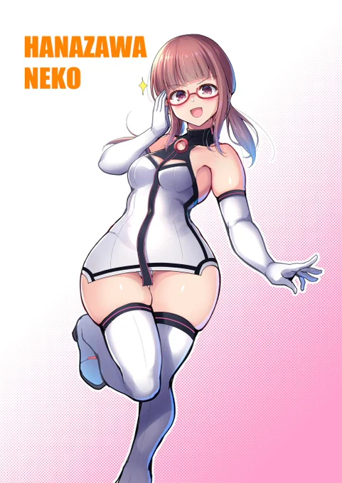 Vtuberさんの花沢ねこさん  の、以前描いたファンアートが趣味に走って()ハイレグにしちゃったので、差分で本来のミニスカっぽいものの差分を描きました #花ねこイラスト 