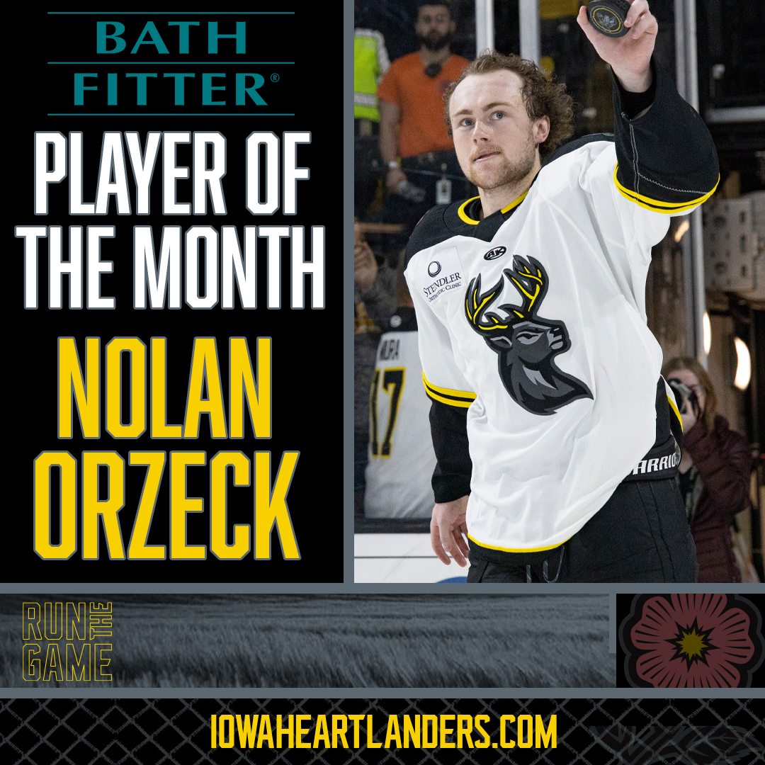Congrats to our <a href="/BathFitter/">Bath Fitter</a> Player of the Month defenseman NOLAN ORZECK 🏆🏆

Nolan has exemplified the day-to-day development &amp; growth we strive for every day. He led our team in points in March and is a huge part of our defensive corps <a href="/NOrzeck/">Nolan Orzeck</a>