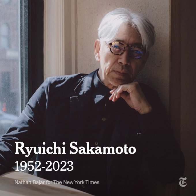A portrait of Ryuichi Sakamoto. Photo by Nathan Bajar for The New York Times.